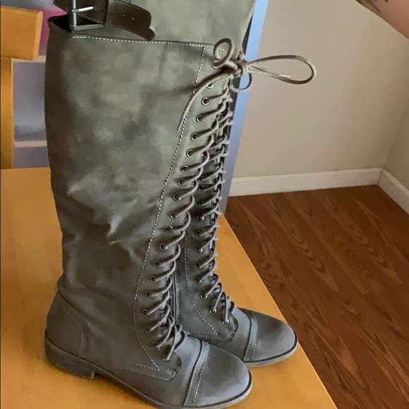 madden girl knee high combat boots
